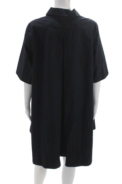 COS Women Chemise Dress Black Collared Short Sleeve Button 100% Cotton Size 4