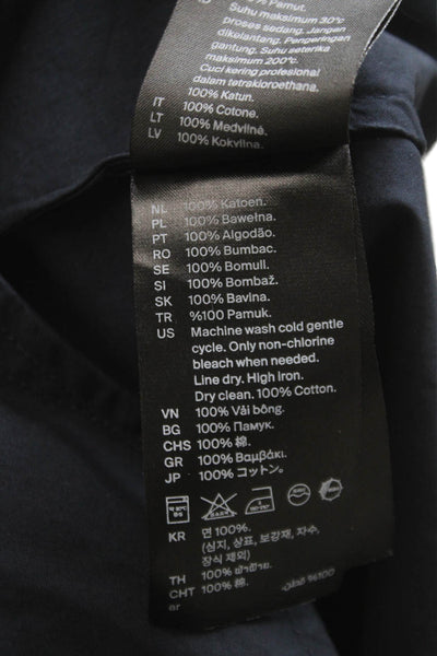 COS Women Chemise Dress Black Collared Short Sleeve Button 100% Cotton Size 4