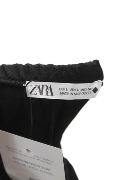 Zara Womens Black Viscose Sweatpants Pull On Size L