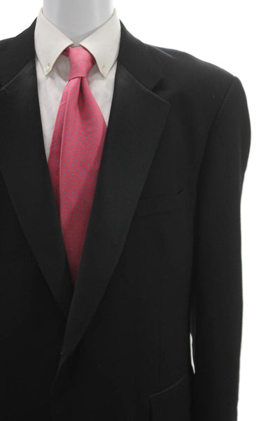 Versini Mens 2 Piece Worsted Wool Suit Black Solid Size 48