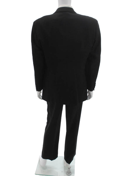 Versini Mens 2 Piece Worsted Wool Suit Black Solid Size 48