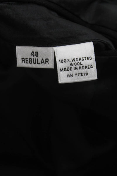 Versini Mens 2 Piece Worsted Wool Suit Black Solid Size 48