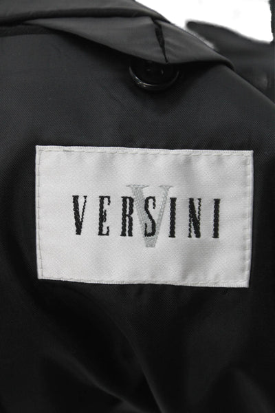 Versini Mens 2 Piece Worsted Wool Suit Black Solid Size 48