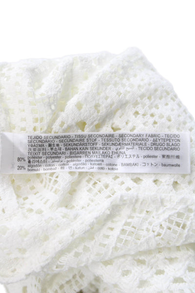 Zara Women White Collared Long Sleeve Geometric Polyester Button-Up Size XS