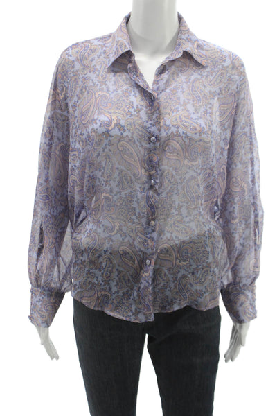 Zara Women Paisley Long Sleeve Collared Blouse Multicolor Size XS