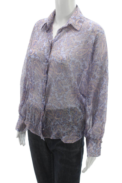 Zara Women Paisley Long Sleeve Collared Blouse Multicolor Size XS