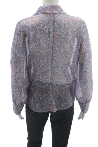 Zara Women Paisley Long Sleeve Collared Blouse Multicolor Size XS