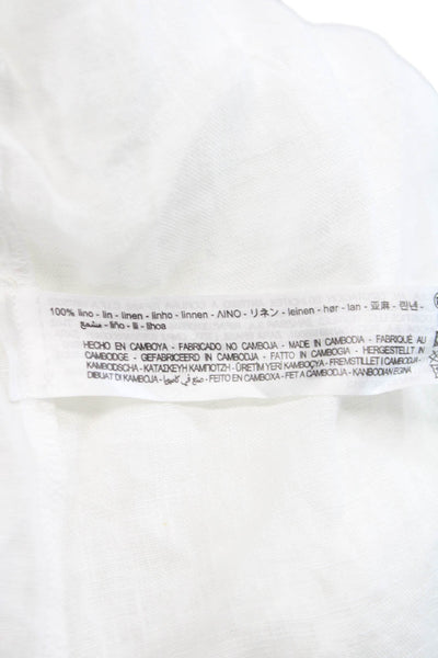 Zara Women Linen Collared Button Up Blouse Long Sleeve White Size XS
