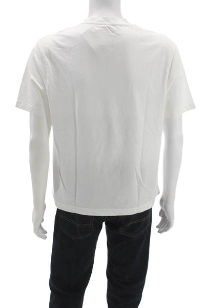 Zara Mens White Graphic Crew Neck Cotton Blend Short Sleeve T-Shirt Size M