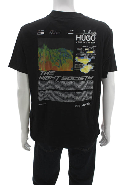 Hugo Hugo Boss Unisex Adults Basic Black Graphic Crew Neck Cotton Tee Size M