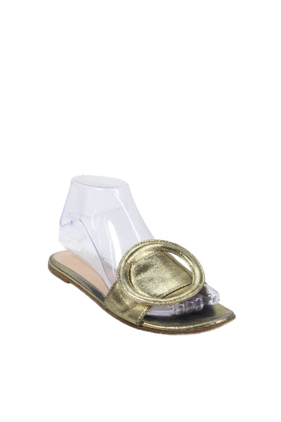 Gianvito Rossi Womens Metallic Slide On Sandals Gold Size 38 8