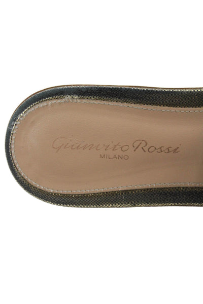 Gianvito Rossi Womens Metallic Slide On Sandals Gold Size 38 8