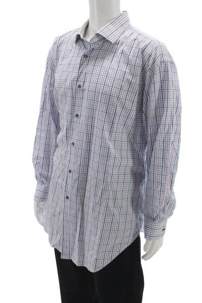 Robert Graham Mens Multicolor Plaid Cotton Dress Shirt Long Sleeve Size 18.5