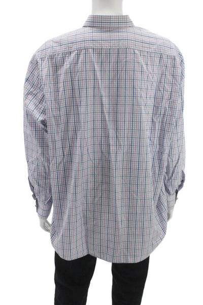 Robert Graham Mens Multicolor Plaid Cotton Dress Shirt Long Sleeve Size 18.5