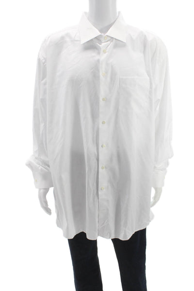 Eton Mens Dress Shirt White 100% Cotton Long Sleeve Standard Cuff Size 20