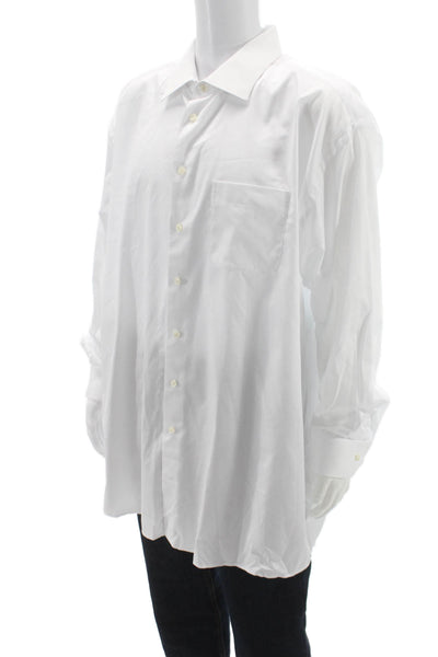 Eton Mens Dress Shirt White 100% Cotton Long Sleeve Standard Cuff Size 20