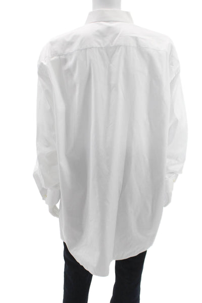 Eton Mens Dress Shirt White 100% Cotton Long Sleeve Standard Cuff Size 20