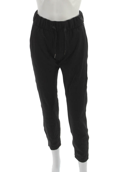 Lululemon Unisex Adults Cropped Nylon Pants Black Drawstring Size 2