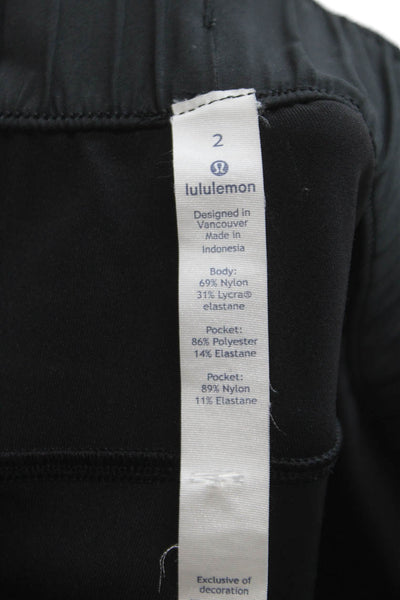 Lululemon Unisex Adults Cropped Nylon Pants Black Drawstring Size 2