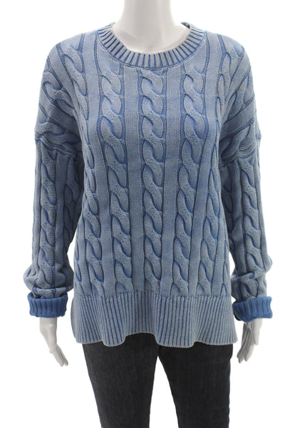Beach Riot Womens Pullover Sweater Blue Cotton Crew Neck Long Sleeve Size L