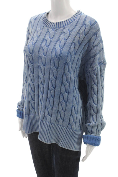 Beach Riot Womens Pullover Sweater Blue Cotton Crew Neck Long Sleeve Size L