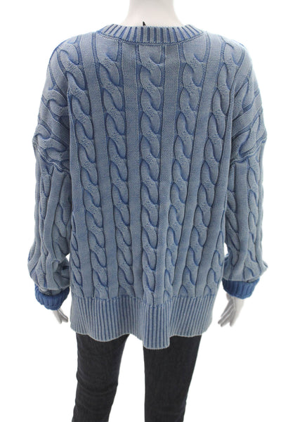 Beach Riot Womens Pullover Sweater Blue Cotton Crew Neck Long Sleeve Size L