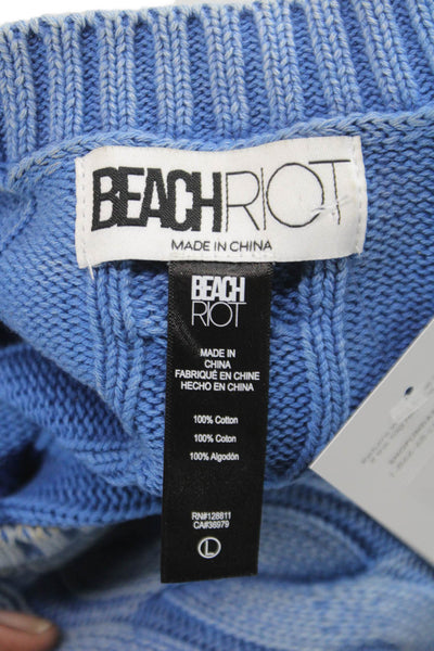 Beach Riot Womens Pullover Sweater Blue Cotton Crew Neck Long Sleeve Size L