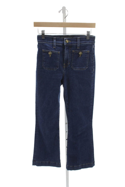 Veronica Beard Unisex Ankle Jeans Blue High Rise Cotton Button Size 25