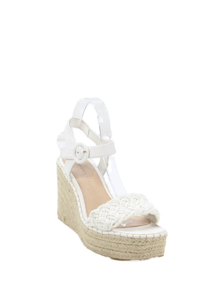 Veronica Beard Womens Leather Espadrille Slingbacks Wedges White Size 8 Medium