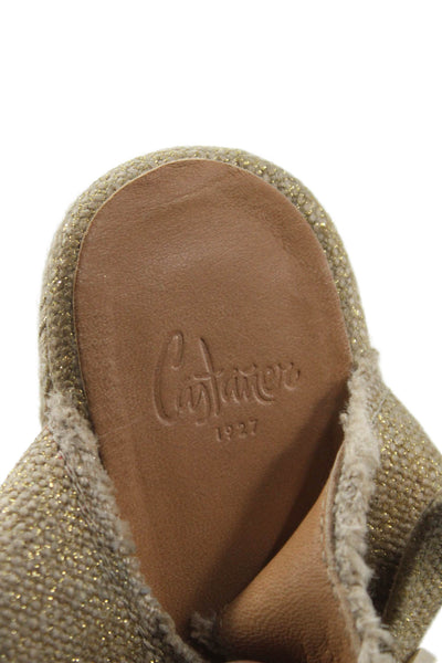 Castaner Womens Cross Strap Espadrille Wedge Slingbacks Gold Size 38 8