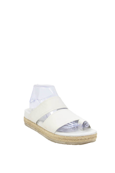 Vince Womens Leather Floyd Slide On Espadrille Sandals Off White Size 7.5 Medium