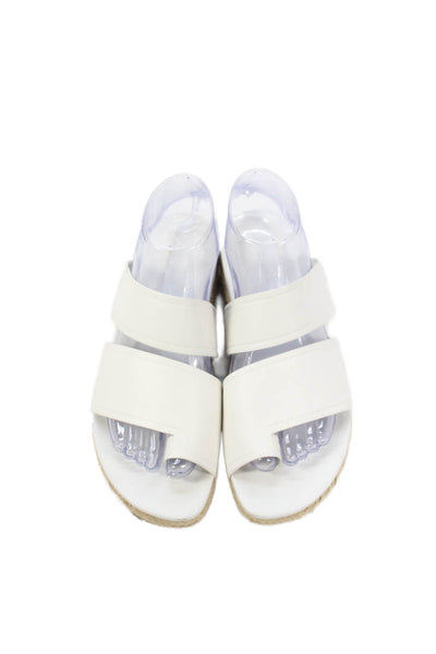 Vince Womens Leather Floyd Slide On Espadrille Sandals Off White Size 7.5 Medium
