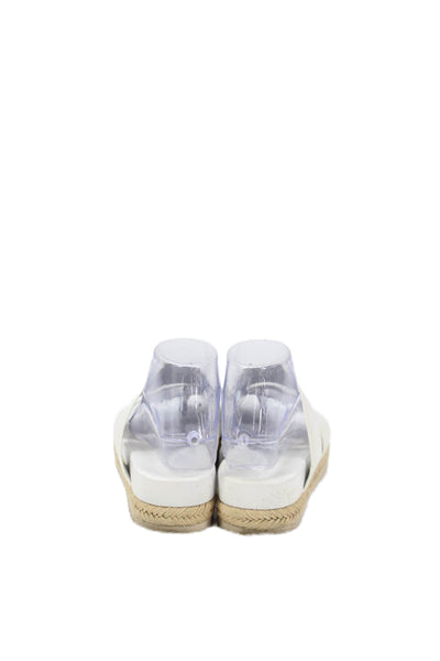 Vince Womens Leather Floyd Slide On Espadrille Sandals Off White Size 7.5 Medium