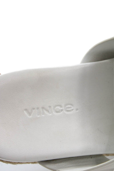 Vince Womens Leather Floyd Slide On Espadrille Sandals Off White Size 7.5 Medium