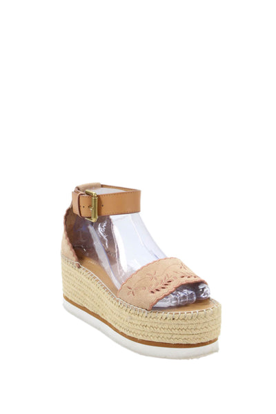 See by Chloe Womens Suede Platform Glyn Espadrille Sandals Brown Size 38 8