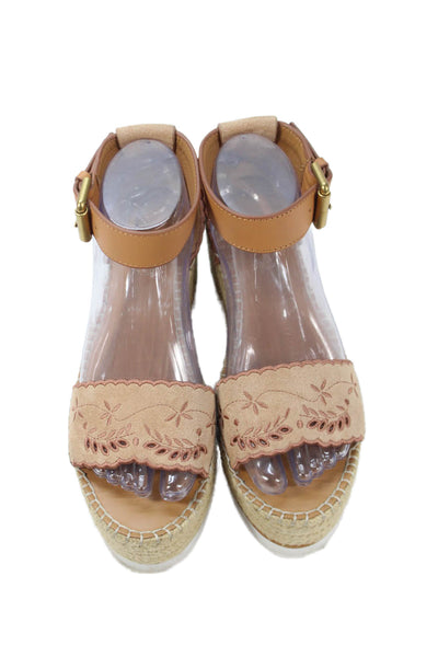 See by Chloe Womens Suede Platform Glyn Espadrille Sandals Brown Size 38 8