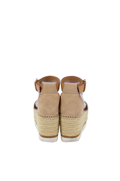 See by Chloe Womens Suede Platform Glyn Espadrille Sandals Brown Size 38 8