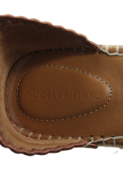 See by Chloe Womens Suede Platform Glyn Espadrille Sandals Brown Size 38 8