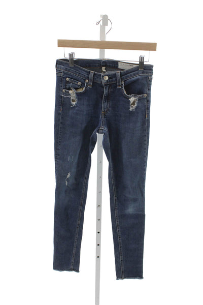 Rag & Bone Jean Womens Skinny Jeans Blue Distressed Cotton Size 27