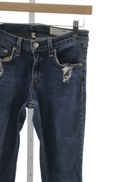 Rag & Bone Jean Womens Skinny Jeans Blue Distressed Cotton Size 27