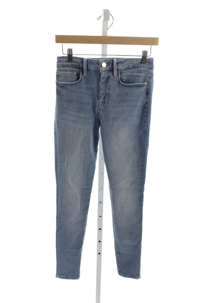 Frame Womens Blue Skinny Jeans High Rise Button Cotton Blend Size 1