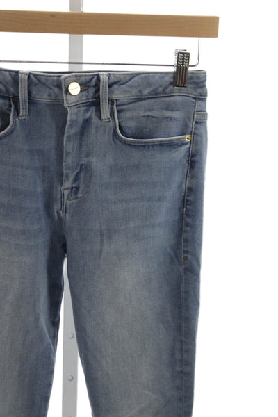 Frame Womens Blue Skinny Jeans High Rise Button Cotton Blend Size 1