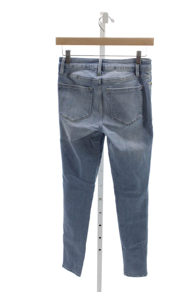 Frame Womens Blue Skinny Jeans High Rise Button Cotton Blend Size 1