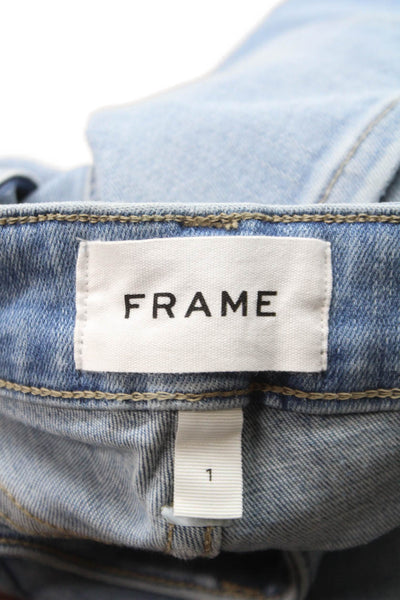 Frame Womens Blue Skinny Jeans High Rise Button Cotton Blend Size 1