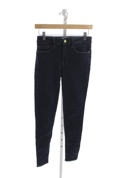 Frame Unisex Adults Skinny Jeans Blue High Rise Button Size 1