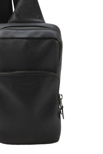 Coach Womens Pebbled Leather Gotham Back Pack Shoulder Handbag Black Green