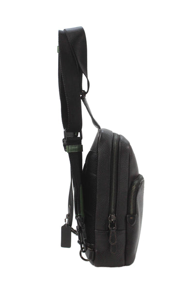 Coach Womens Pebbled Leather Gotham Back Pack Shoulder Handbag Black Green