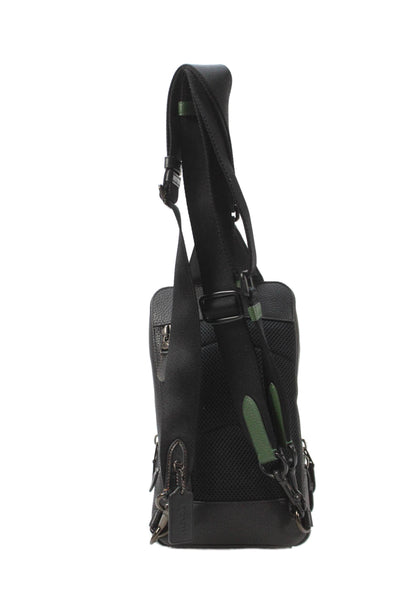 Coach Womens Pebbled Leather Gotham Back Pack Shoulder Handbag Black Green