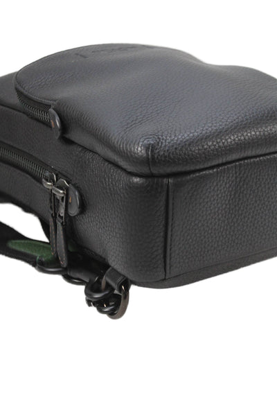 Coach Womens Pebbled Leather Gotham Back Pack Shoulder Handbag Black Green