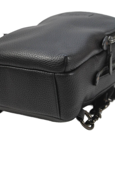 Coach Womens Pebbled Leather Gotham Back Pack Shoulder Handbag Black Green